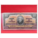 1937 Bank of Canada 100 Dollar Note Old Bill