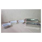 4) Metal Bread Pans and (3) Ceramic Royal Norfolk