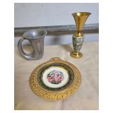 Pewter Mug Collector Plate &  Delftware