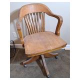 Vintage Oak Bankers Swivel Desk Chair