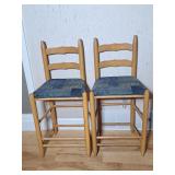 2)  Wooden Bar Stools