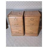 2)  Two Drawer Oak Filing Cabinets