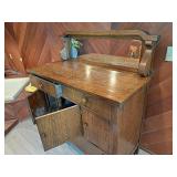 Antique Tiger Oak Mirrored  Sideboard