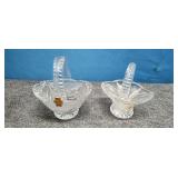 Two Crystal basket dishes