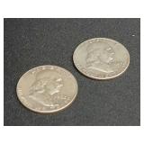 (2) Franklin Half Dollars 90% Silver