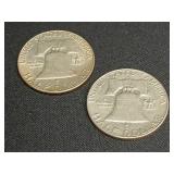(2) Franklin Half Dollars 1961 And 1962 90% Silver
