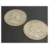 (2) Franklin Half Dollar 1962 And 1951 90% Silver