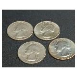 (4) 1964 Quarters 90% Siver