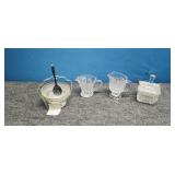4 Crystal Dishes and spoons
