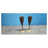 Vintage Hammered Brass Champagne Flutes