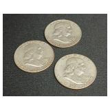 (3) Franklin Half Dollar 90% Silver