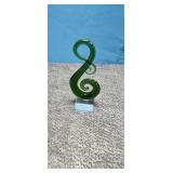 Green Murano Glass Sculpture Treble Clef/ Swirl