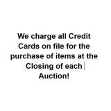 ALL CREDIT CARDS PROCESSED AT AUCTION CLOSING