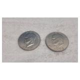 Two 1972 D Ike Dollars