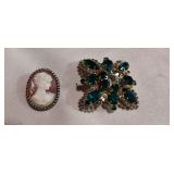Two vintage Brouchs one cameo