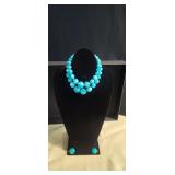 Vintage turquoise blue chunky bead 2 strand , ear