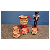 Nut Cracker, Santa Cups and Pitcher