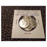 1961 South Africa 2.5 Cents 50% Fine .0227 oz Each