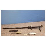 Two knives and metal Baton