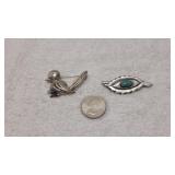 2) Sterling Silver Brooches