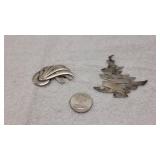 Sterling Silver Brooch & 925 Tree Pendant