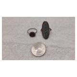 Two 7.25 Size Silver Rings