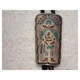 VINTAGE NAVAJO Unmarked Bolo Tie KACHINA