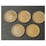 5) Indian Head Cents 1900,1903, 1906, 1907, 1908