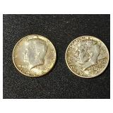 1) 1964 Kennedy 1) 1964 Sivler Toned Half Dollars