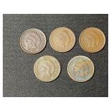 5) Indian Head  Cents 1903, 1905, 1906, 1907, 1908