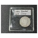 1893 Barber Silver 25 Cent Coin