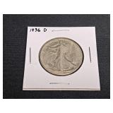 1936 D  F  Walking Liberty Half Dollar