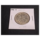 1942 D  VF  Walking Liberty Half Dollar