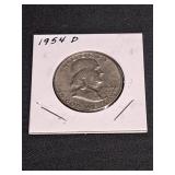 1954 D  VF Franklin Half Dollar