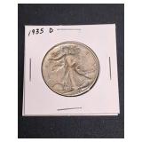 1935b D  F Walking Liberty Half Dollar