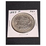 1889 P AU  Morgan Silver Dollar