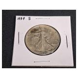 1939 S  F  Walking Liberty Half Dollar