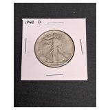 1943 D  F  Walking Liberty Half Dollar
