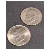 2) 1776 - 1976 Eisenhower Silver Dollars