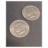 2) 1972 Eisenhower Silver Dollars