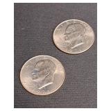 2) 1971 Eisenhower SIlver Dollars