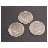 3) 1972 Eisenhower Silver Dollar's