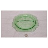 Green Uranium Glass Devided Dinner Plate