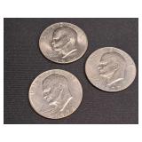 3) Eisenhower Silver Dollars 1974, 1977, 1978