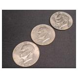 3) Eisenhower Silver Dollars 1974, 1977, 1978