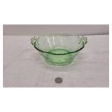 Vintage Green Depression Glass Serving Bowl
