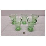 Vintage Green Depression Glass Tumblers