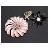 Vtg Brooches - Dasies & Tulip Basket