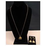 Avon Elephants Necklace & Earrings Set