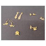 6) Pair Earrings Pierced & 1) Small Angel Pin